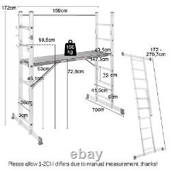 Heavy Duty Scaffold Tower 3 in 1 Aluminium Work Platform Multi-purpose Ladder
