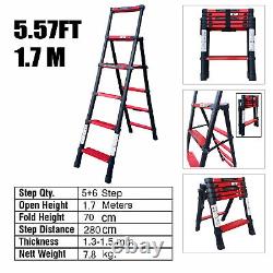 Heavy Duty Telescopic Ladder Multi-Purpose A-Frame Extendable Folding Ladder