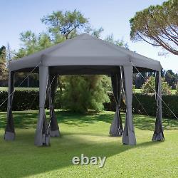 Hexagonal Pop Up Gazebo 3.2x3.2m Patio Instant Tent Waterproof Garden Marquee