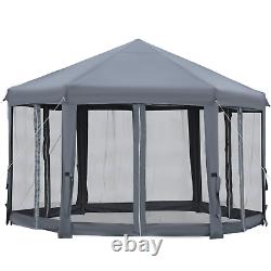 Hexagonal Pop Up Gazebo 3.2x3.2m Patio Instant Tent Waterproof Garden Marquee