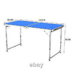 Indoor/Outdoor Portable Table Set 4 Chair Folding Camping Dining Picnic- Blue