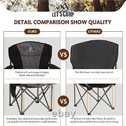 LET'S CAMP Folding Camping Chair Oversized Heavy Duty Padded Outdoor Chair with
