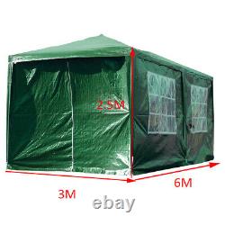 LOEFME Heavy Duty Gazebo Waterproof Garden Canopy Marquee Green Party Tent 6x3M