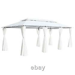 Large Gazebo with Curtains White Outdoor Party Tent Canopy Shelter Marquee 6x3 M