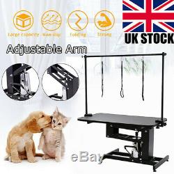 Large Heavy Duty Hydraulic Dog Grooming Table Station with H Bar Arm Leash UK