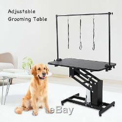 Large Heavy Duty Hydraulic Pet Dog Grooming Table Bath Station H Bar Arm Leash