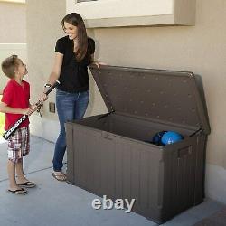 Lifetime Plastic Garden Storage Box Waterproof Twin Piston Lid Use As Bench