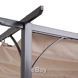 Metal Garden Pergola 3x3 Waterproof Roof Retractable Canopy Outdoor Patio Gazebo