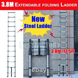 Multi-Purpose 2.6-3.8M Steel Telescopic Folding Ladder Extendable Heavy Duty AAA