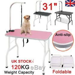 NEW 31/80cm Arm Adjustable Non-Slip Foldable Portable Pet Dog Grooming Table
