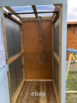 Off grid campsite shower glamping camping portable camp site hut