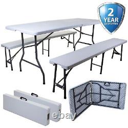 Outdoor Garden Large 6ft Table And 2 Bench Set Heavy Duty Festival Party Camping