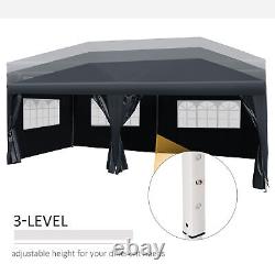 Outsunny 3m x 6m Pop Up Gazebo Party Tent Canopy Marquee with Storage Bag Black