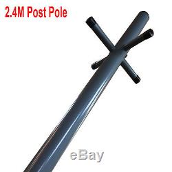 PRO2.4m Galvanized Heavy Duty Clothes Washing Line Post Pole Support With Socket