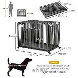 PawHut Foldable Heavy Duty Dog Crate, Dog Cage on Wheels, Portable Dog Kennel