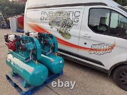 Petrol Driven Heavy Duty Cast Iron Reciprocating Air Compressor 10.3bar 23cfm