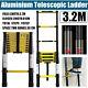 Portable 3.2m Heavy Duty Aluminium Telescopic Ladder Extendable Ladder Black Uk