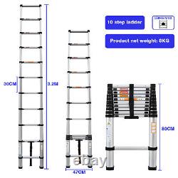 Portable 3.2M Heavy Duty Multi-Purpose Aluminium Telescopic Ladder Extendable UK