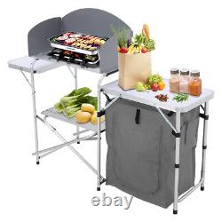 Portable Camping Kitchen Cupboard Cook Table Stand Outdoor Folding Storage Unit