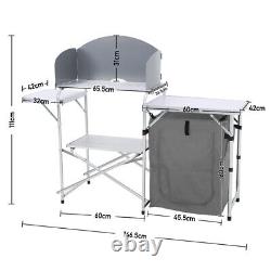 Portable Camping Kitchen Cupboard Cook Table Stand Outdoor Folding Storage Unit