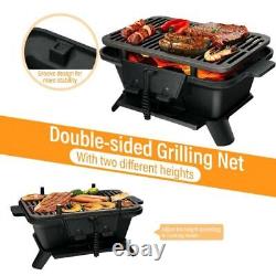 Portable Charcoal Grill Outdoor Cooking BBQ Grill Station Cast Iron Heavy Duty