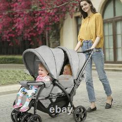 Portable Double Seat Baby Stroller Front Back withHeavy Duty Construction Frame
