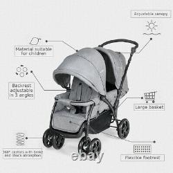 Portable Double Seat Baby Stroller Front Back withHeavy Duty Construction Frame