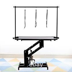 Portable Heavy Duty Hydraulic Dog Grooming Table In Black With Arm&Noose