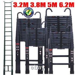 Portable Heavy Duty Multi-Purpose Aluminium Telescopic Ladder Extendable + Hooks