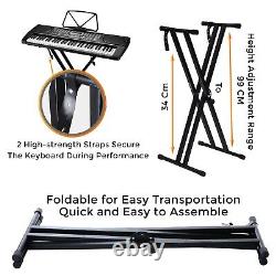 Portable Heavy Duty X Frame Folding Adjustable Keyboard Stand Piano With Straps