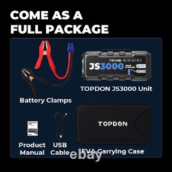 Portable JS3000 Battery Booster Pack Charger Power Jump Starter Box Heavy Duty