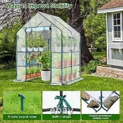 Portable Plastic Greenhouse 3-Tier Improved PVC Cover Walk-In Design Heavy Duty