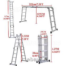 Portable Telescopic Folding Ladder Alloy Extension Extendable Steps Heavy Duty