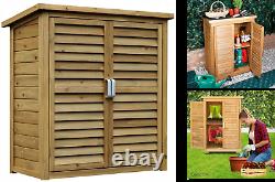 Portable Wooden Outdoor Garden Cabinet Shed Shelf Cupboard Utility Storage Tools