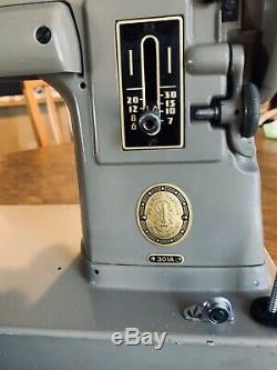 Rare Singer 301A Portable Long Bed Heavy Duty Gear Drive Sewing Machine Tested
