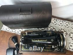 SERVICED Heavy Duty Vtg Singer Sewing Machine 99 Denim Leather Portable 3/4 Size