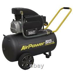 Sealey Air Compressor 50l Direct Drive 2hp Heavy Duty Induction Motor