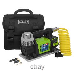 Sealey Mini Air Compressor 12V Heavy Duty DIGITAL Storage Bag Accessory Kit