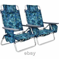 Set of 2 Beach Chair Set Portable Camping Chairs Folding Outdoor Garden Recliner
