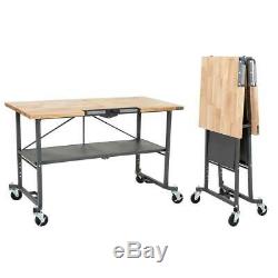 Smartfold Portable Workbench With Butcher Block Tool Heavy Duty Bench Table