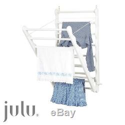 Stylish Wooden Wall Mounted Clothes Airer Bunty White Laundry Ladder By Julu