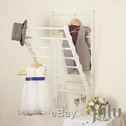 Stylish Wooden Wall Mounted Clothes Airer Bunty White Laundry Ladder By Julu