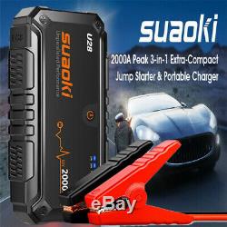 Suaoki 2000A Car Jump Starter Heavy Duty Power Bank Battery Charger Rescue Pack