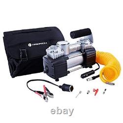 TIREWELL 12V Tyre Inflator Heavy Duty Double Cylinders Direct Drive Metal Pump