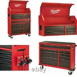 Tool Chest and Rolling Cabinet Set 46 in. 16-Drawer Steel Textur Red Black Matte