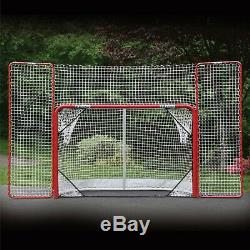 Training Hockey BackStop Heavy Duty Steel Frame Folds Portable Goal Net Rebound