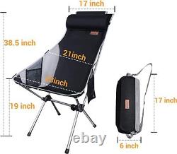Two Nice C Ultralight High Back Folding Camping Chair with Removable Headrest