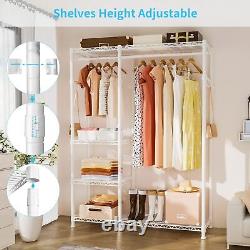 Ulif F4 Heavy Duty Portable Closets, 4 Tiers Adjustable Garment Rack with Han