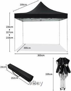 Upgrade Gazebo Pop-up Waterproof Marquee Canopy Garden Wedding Party Tent 3X3m