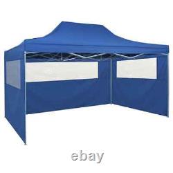 VidaXL Foldable Tent Pop-Up 3x4.5m Marquee Blue/Cream with 4 Walls/No wall